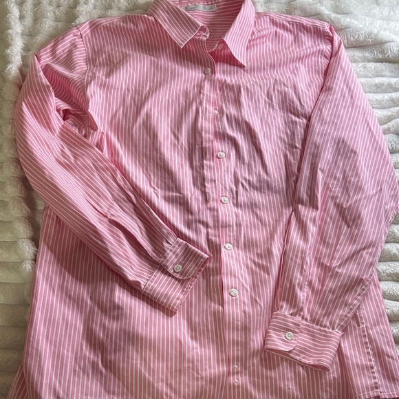 Foxcroft Tops - Foxcroft Striped Pink Button Down Shirt